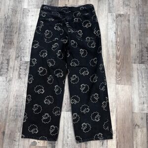 H&M Divided The Simpsons Lisa Simpson All Over Print Wide Leg Black Jeans 14